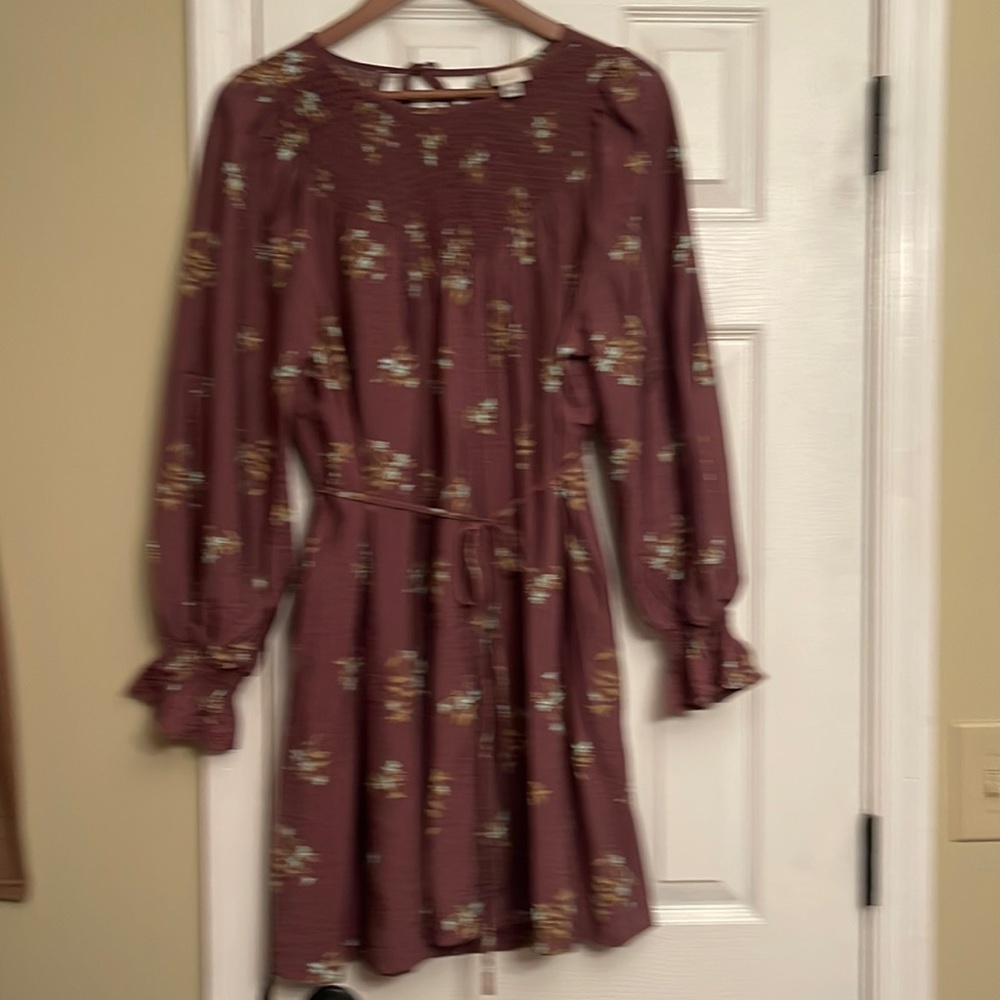 A New Day mauve pink floral boho bohemian dress small Anthropologie New